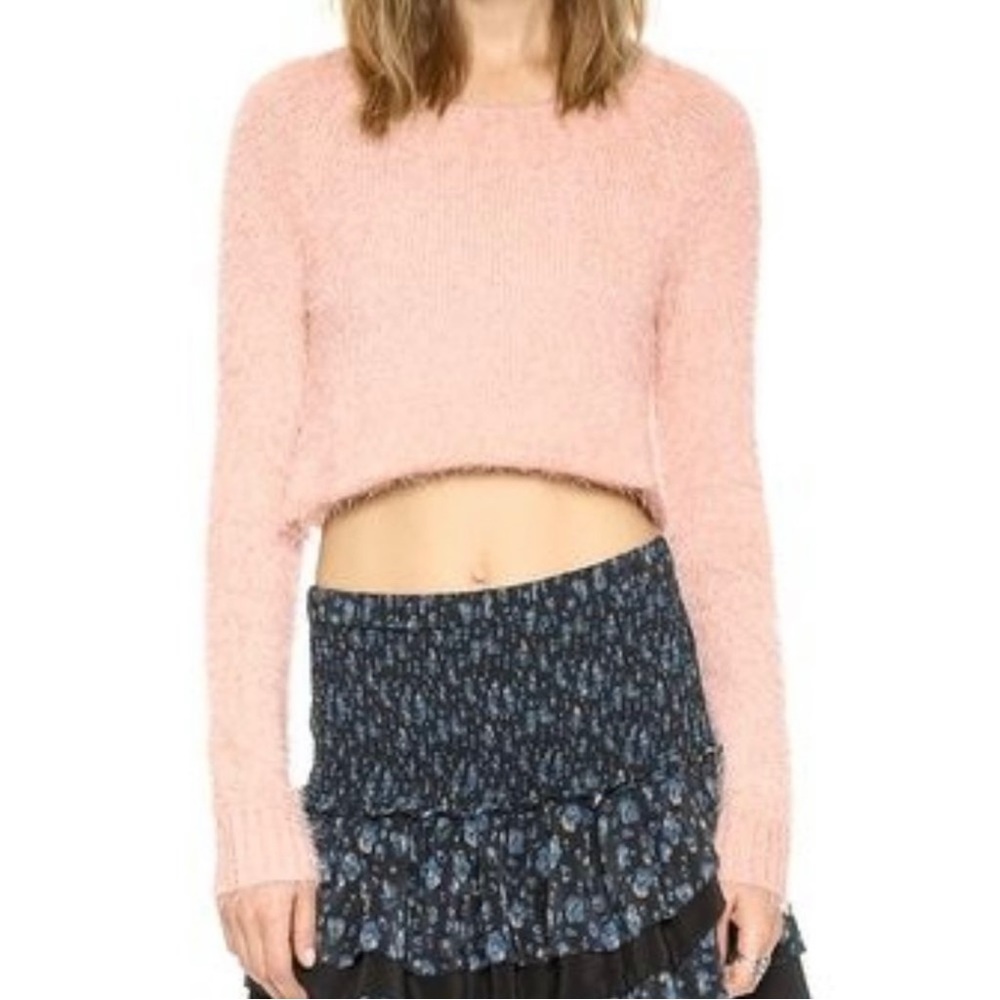 For Love & Lemon Knitz Ski Bunny Eyelash Crop Pullover Sweater Medium